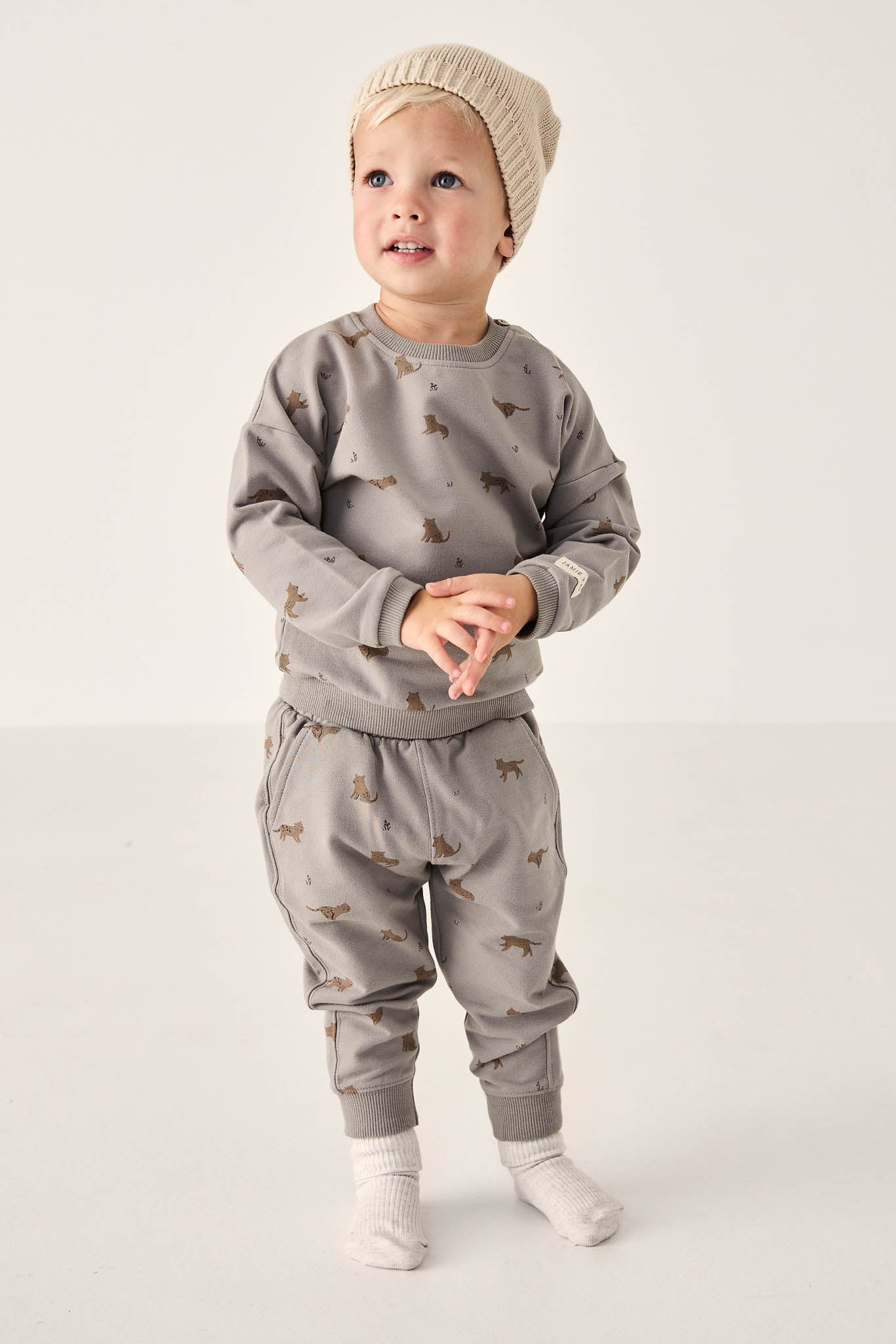 Jamie Kay Organic Cotton Jalen Track Pant Lenny Leopard Sage