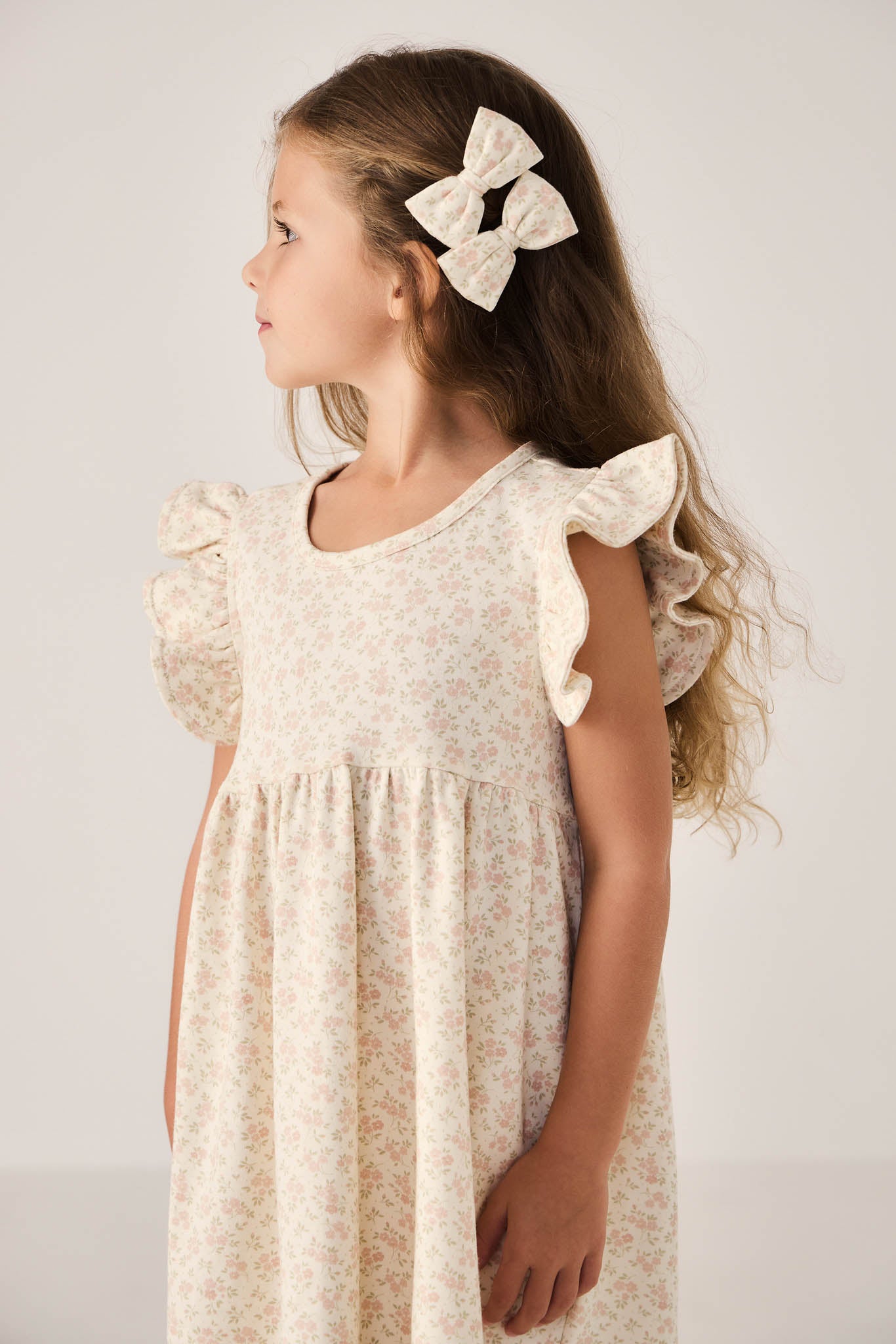 Jamie Kay Organic Cotton Noelle Bow Set of 2 Rosalie Floral Mauve