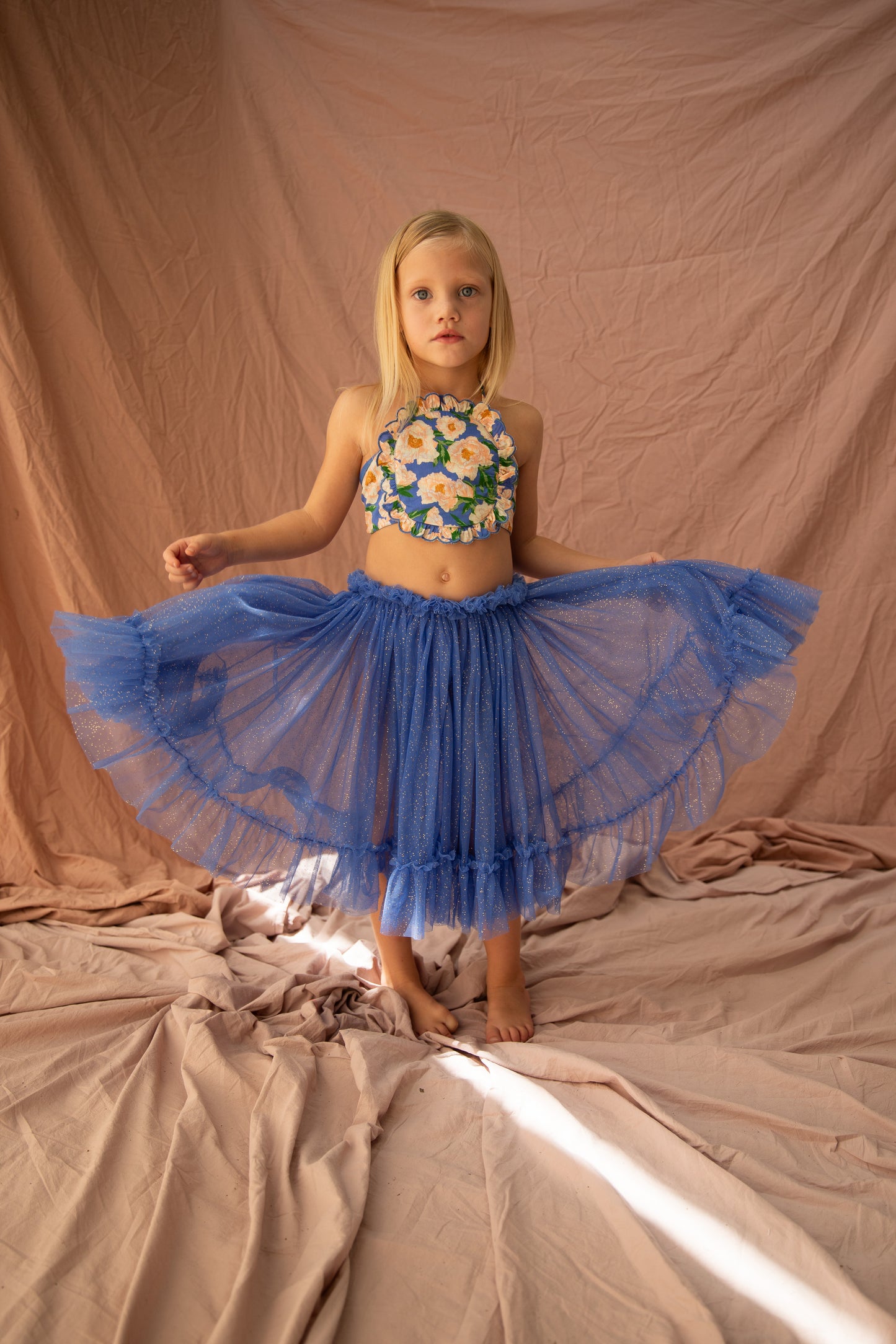 Bella and Lace Jess Top Soirée Bouquet Bondi Blue