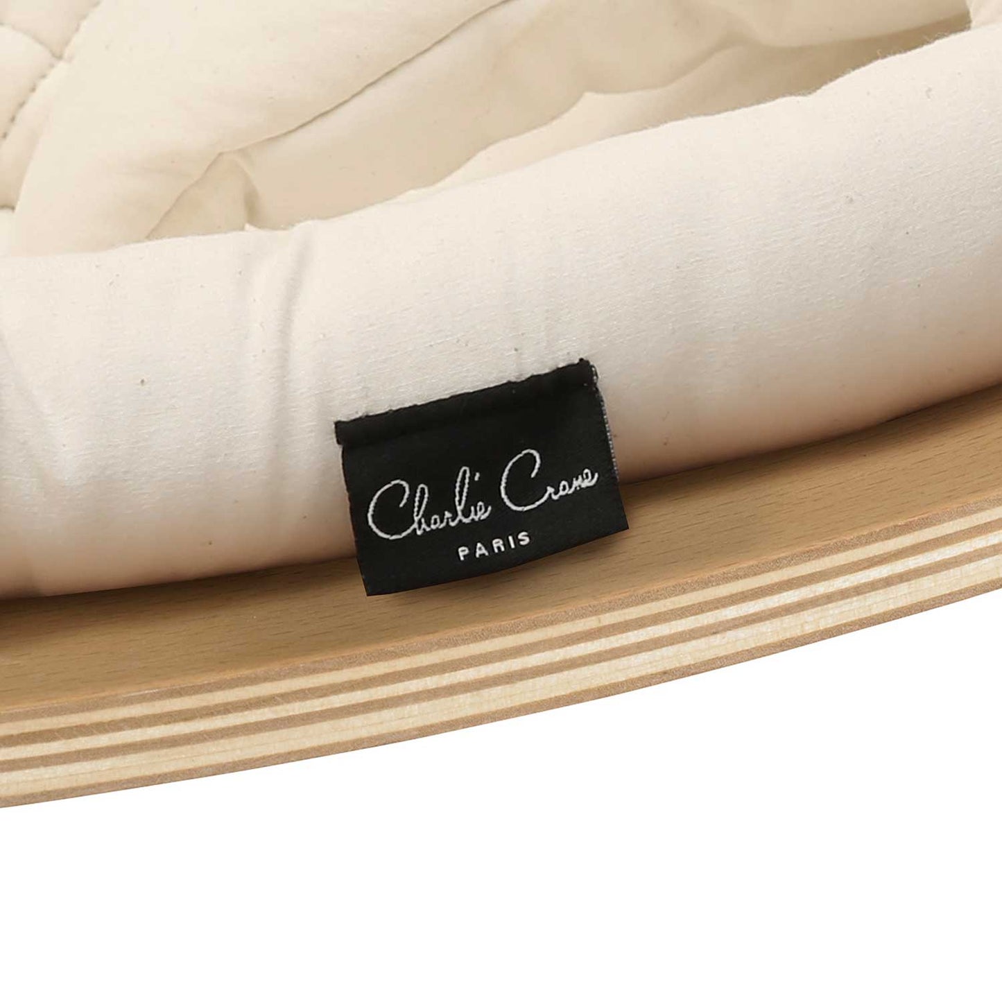Charlie Crane Levo Baby Rocker Beech with Organic Milk Cushion