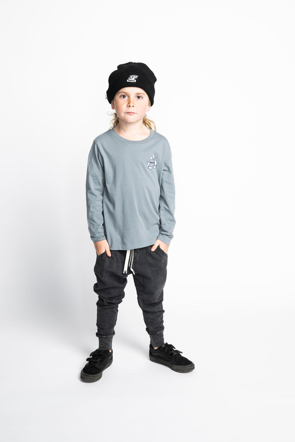 Munster Kids Recycle Long Sleeve Tee Mid Blue