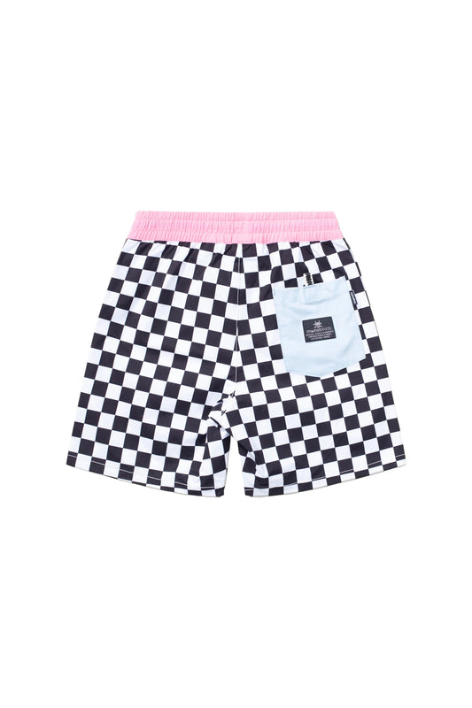 Munster Kids Checkedpast Board Short White