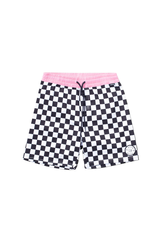 Munster Kids Checkedpast Board Short White