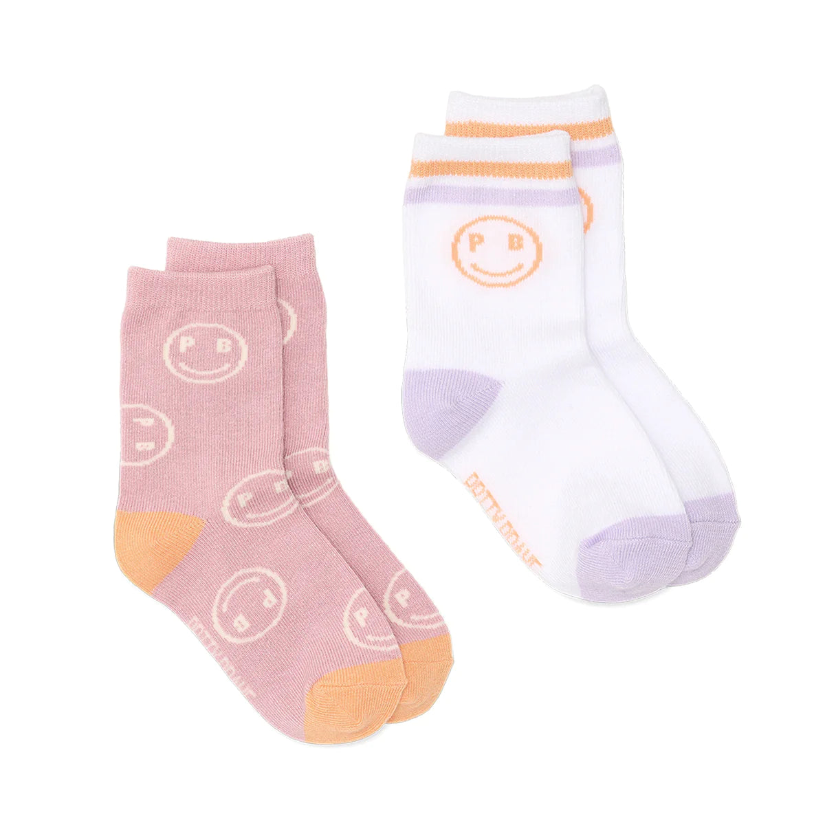 Pretty Brave 2 Pack Smiley Socks Blush White
