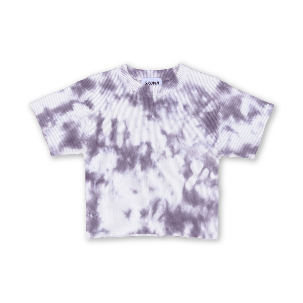 Grown Organic Knitted Tie Dye Rib Tee - Grape