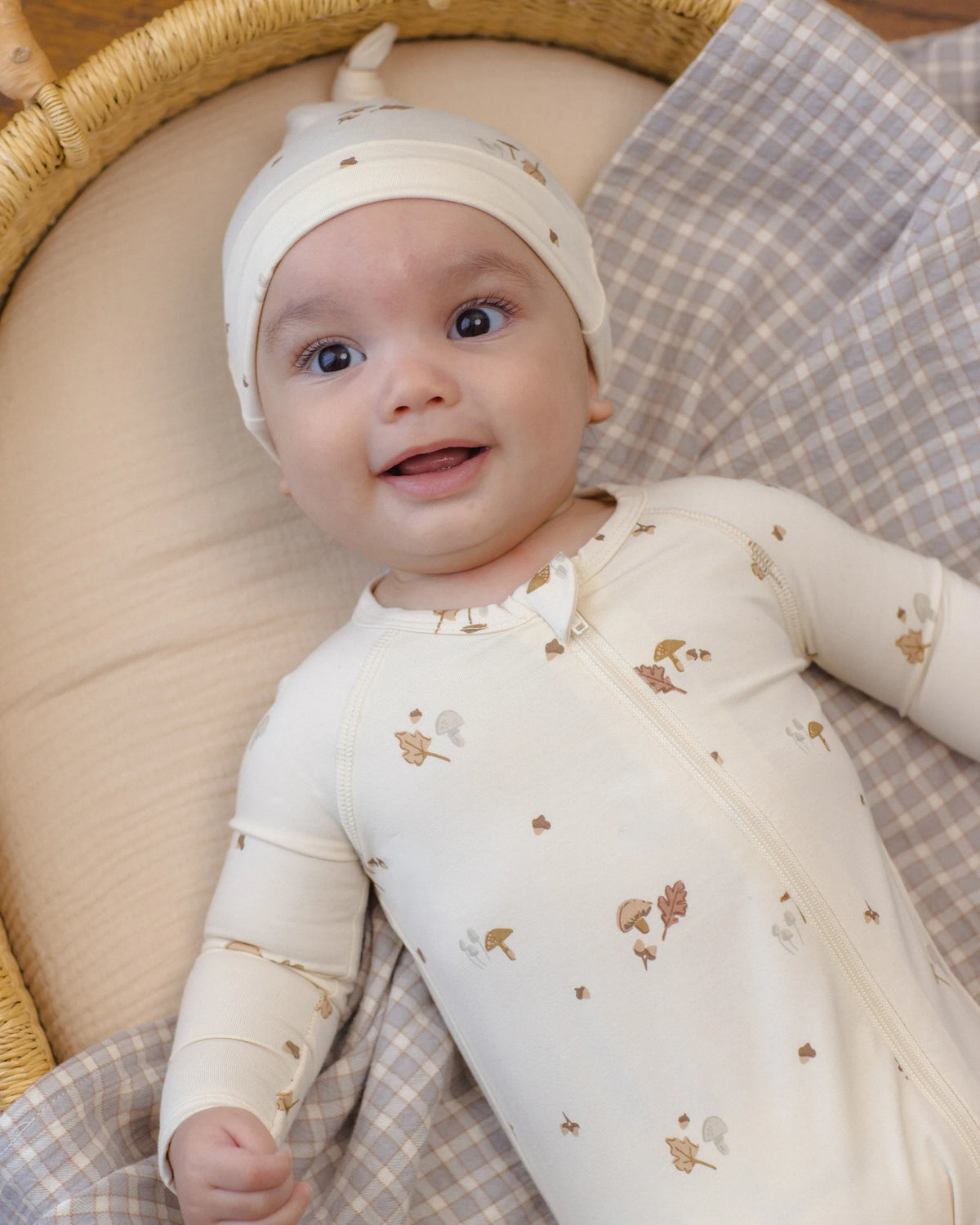 Quincy Mae Bamboo Zip Footie Woodland Natural