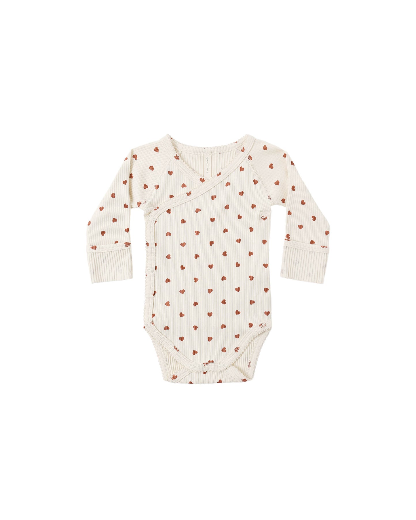 Quincy Mae Side Snap Bodysuit Red Hearts