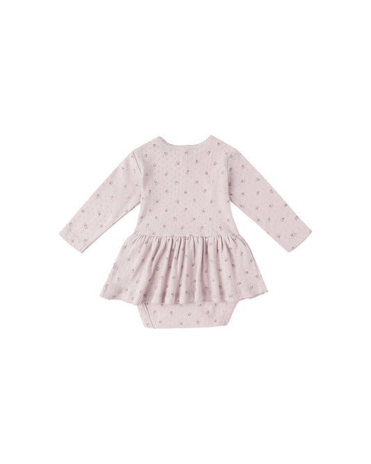 Quincy Mae Pointelle Skirted Bodysuit Lilac Ditsy