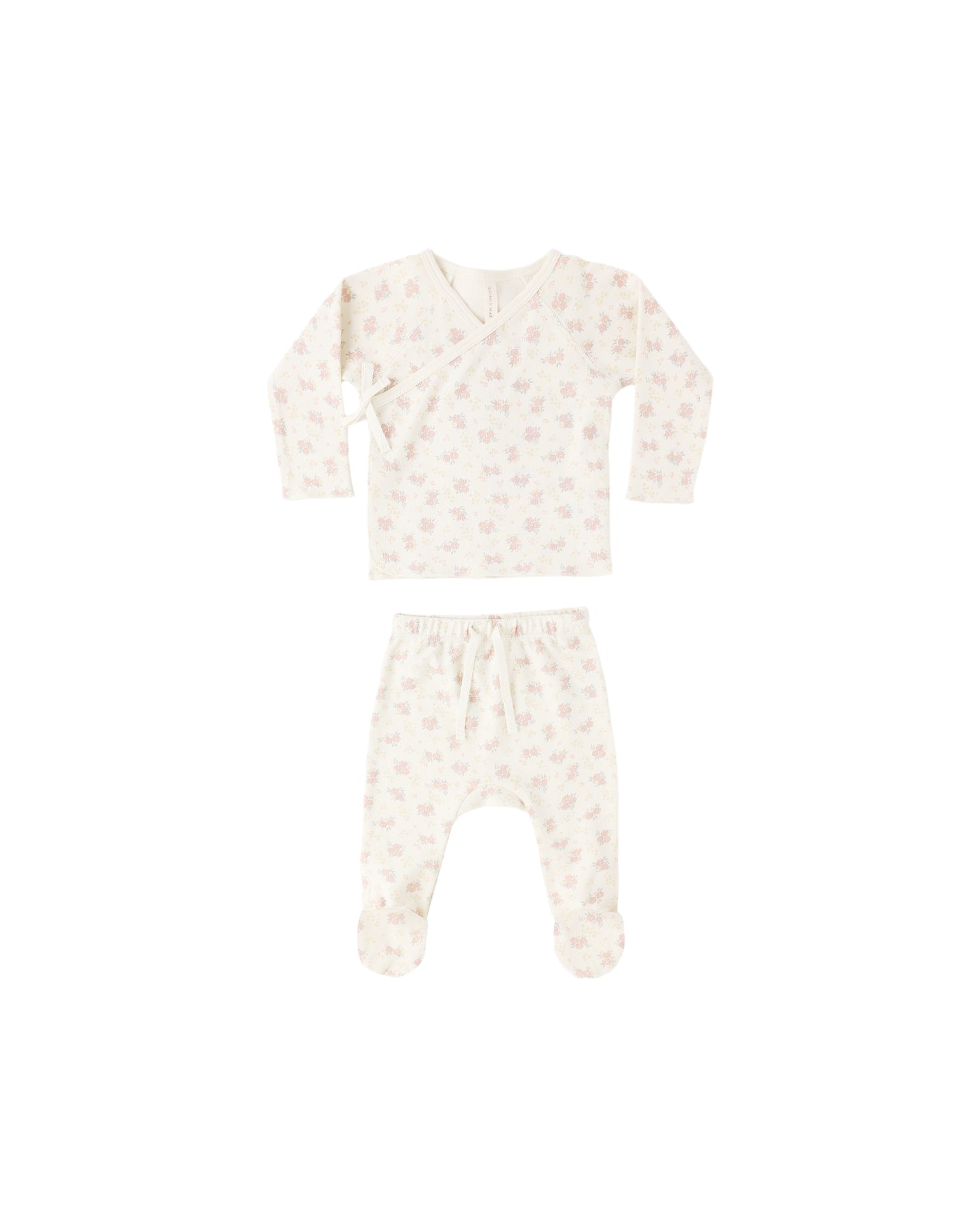 Quincy Mae Wrap Top + Footed Pant Set Flower Field