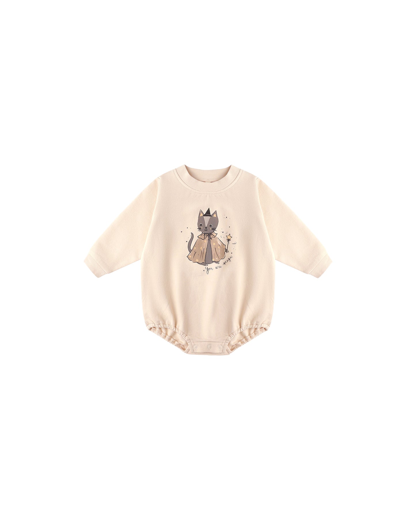 Quincy Mae Crewneck Bubble Romper Magic Cat