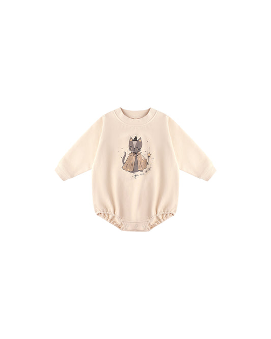Quincy Mae Crewneck Bubble Romper Magic Cat