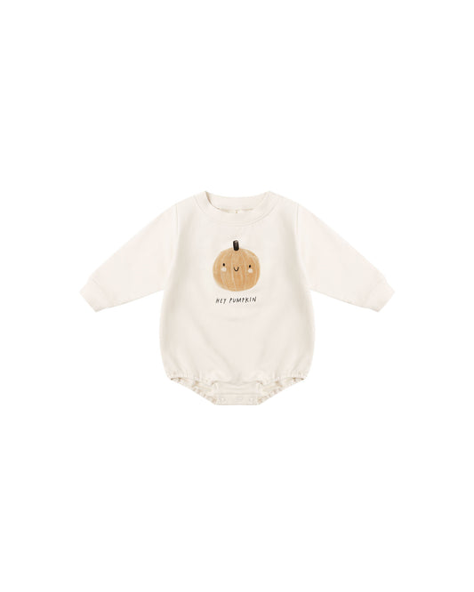 Quincy Mae Crewneck Bubble Romper Pumpkin