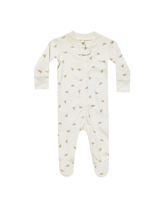 Quincy Mae Zip Longsleeve Sleeper Footie Doves