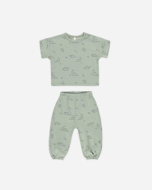 Quincy Mae Jersey Tee and Pant Set Dino Sage