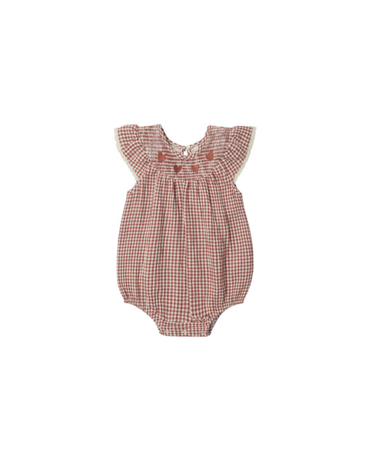 Quincy Mae Lenore Romper Red Gingham