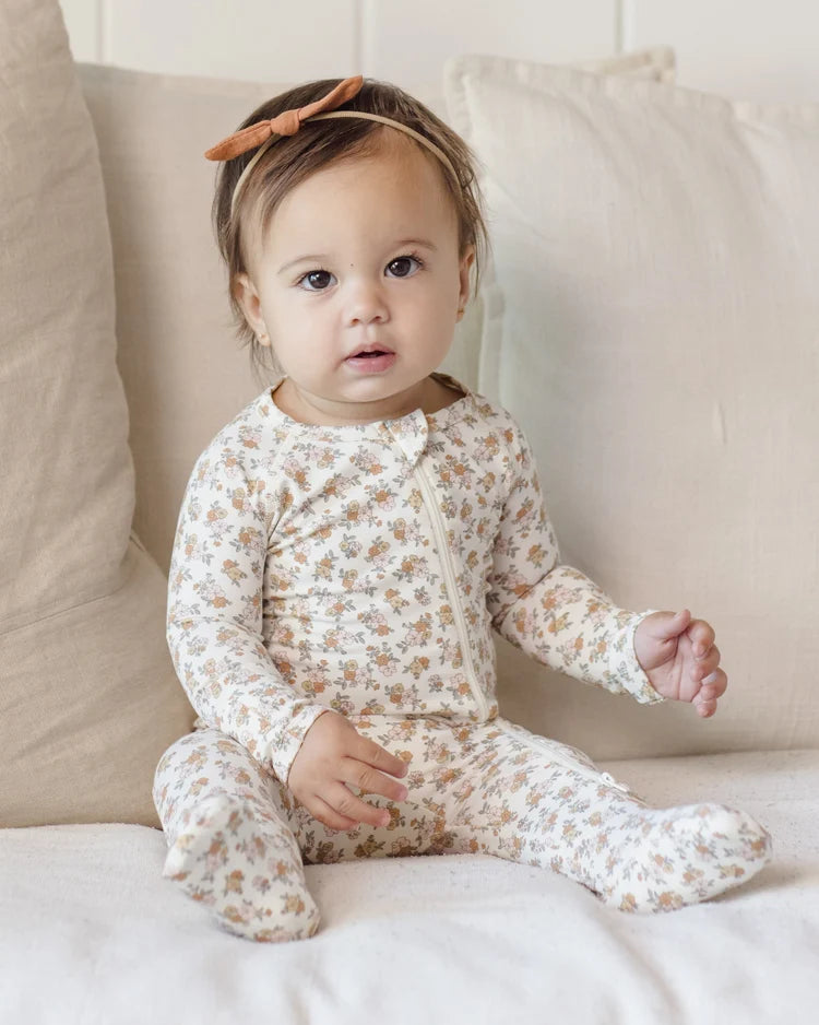 Quincy Mae Bamboo Zip Footie Wildflower