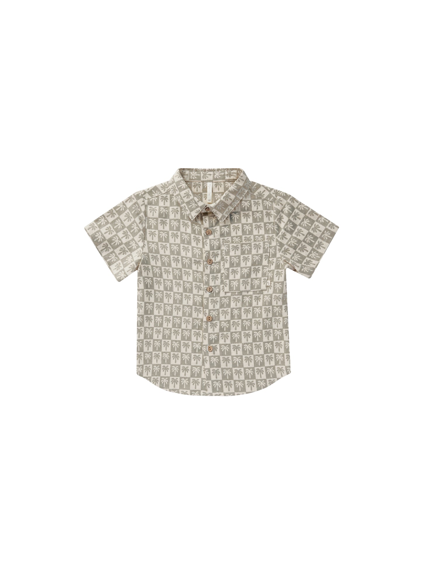 Rylee + Cru Collared Short Sleeve Shirt Palm Check