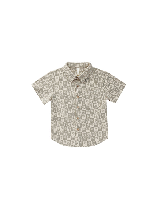 Rylee + Cru Collared Short Sleeve Shirt Palm Check
