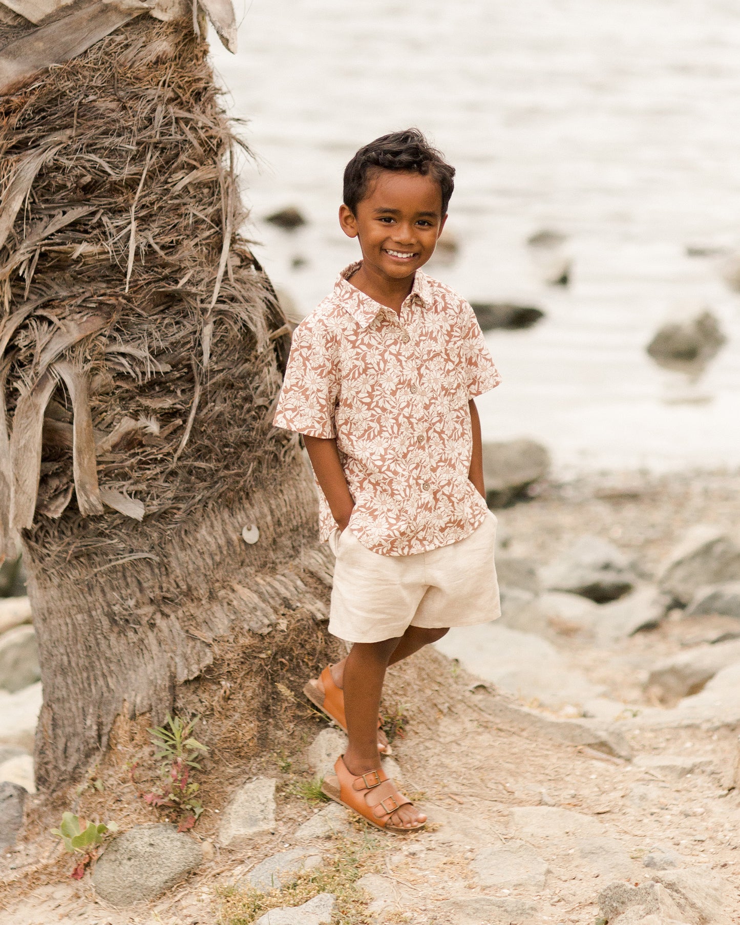 Rylee + Cru Collared Short Sleeve Shirt Plumeria