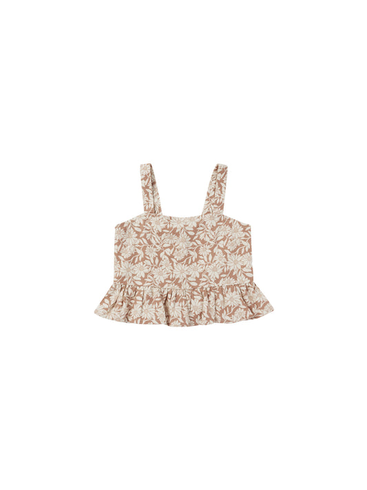 Rylee + Cru Cropped Peplum Tank Plumeria