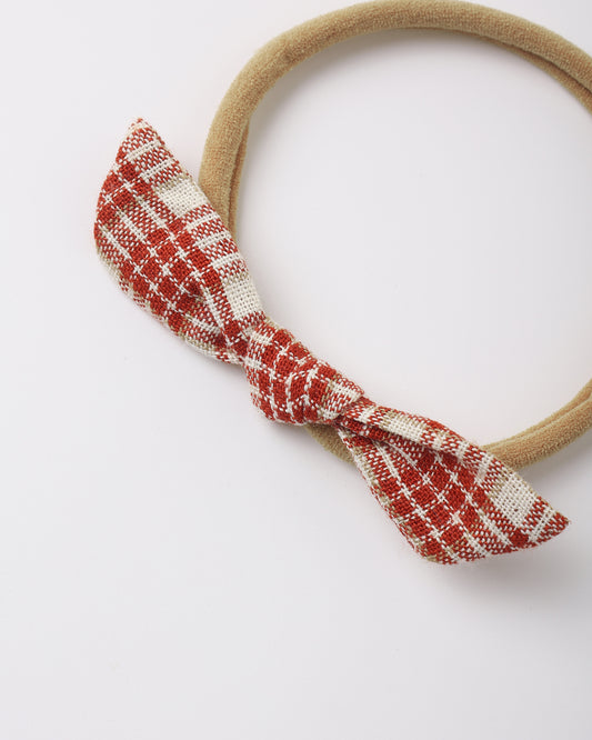 Rylee + Cru Little Knot Headband Vintage Plaid Ruby