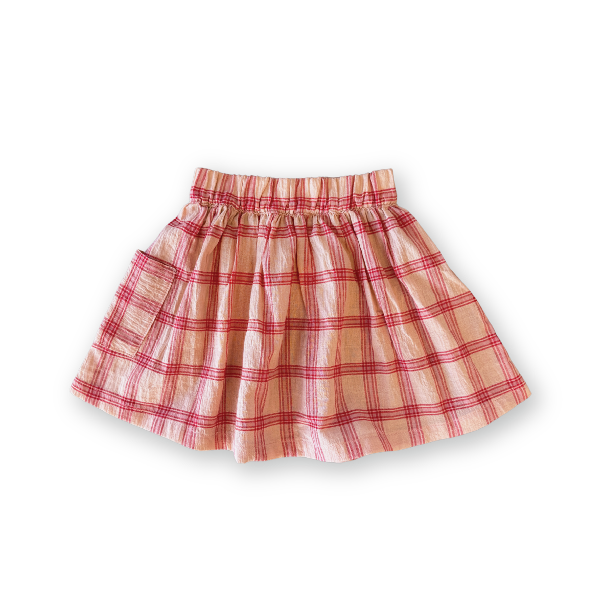 Grown Tomato Cotton Check Skirt