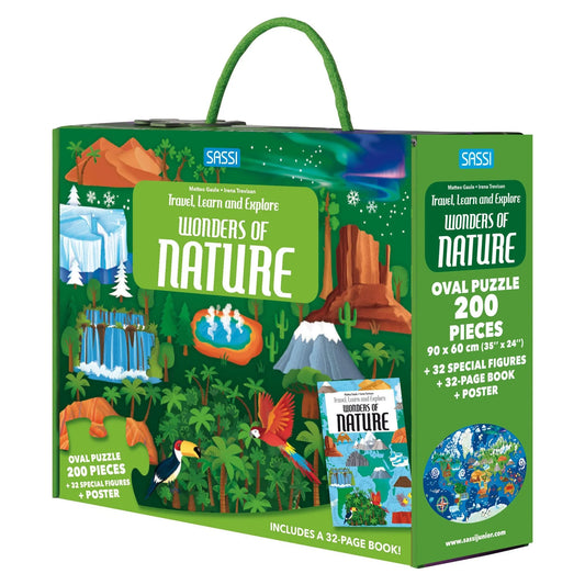 Sassi Travel, Learn and Explore Puzzle and Book Set Wonders of Nature 205 pcs