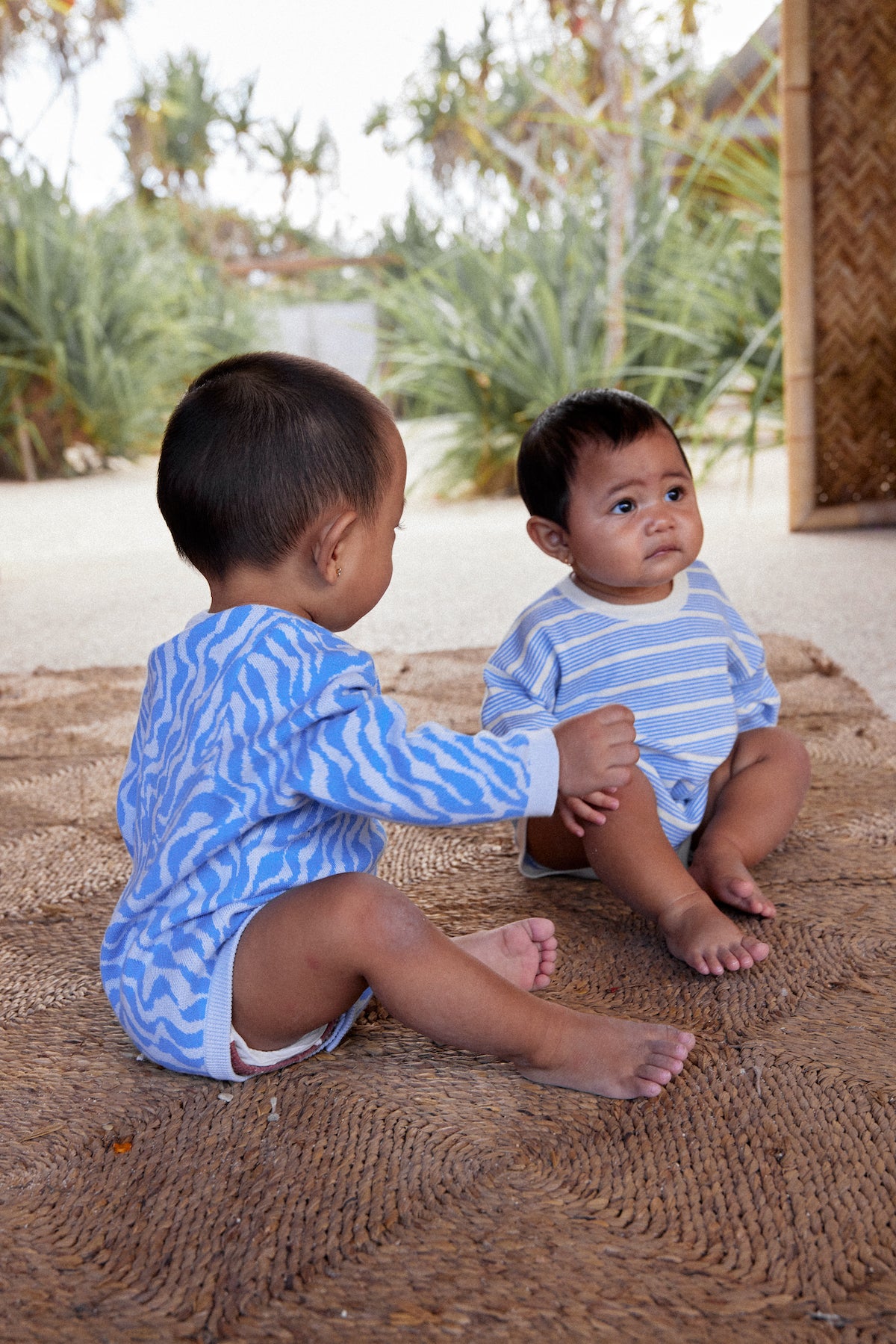 Grown Organic Stripe Romper Marine/Milk