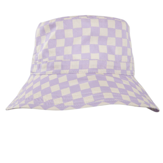 Acorn Lavender Checks Broad Brim Bucket Hat