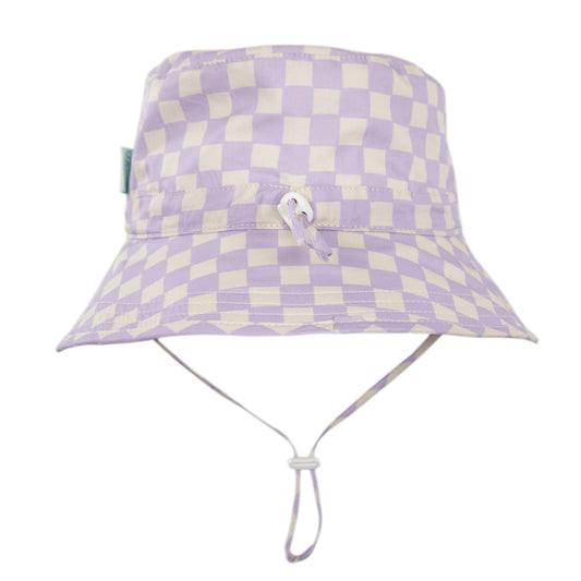 Acorn Lavender Checks Broad Brim Bucket Hat