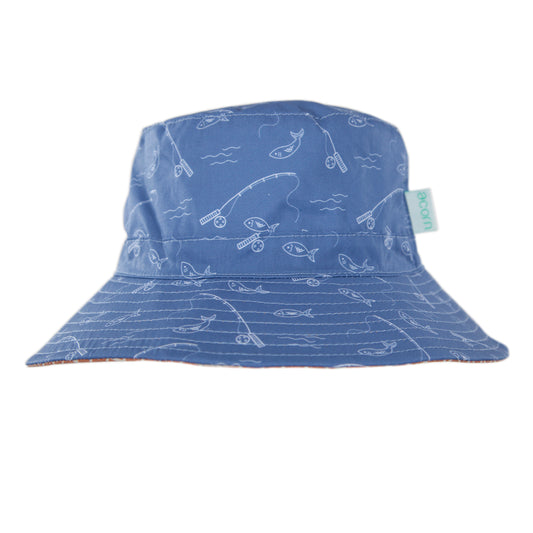 Acorn Gone Fishing Wide Brim Bucket Hat