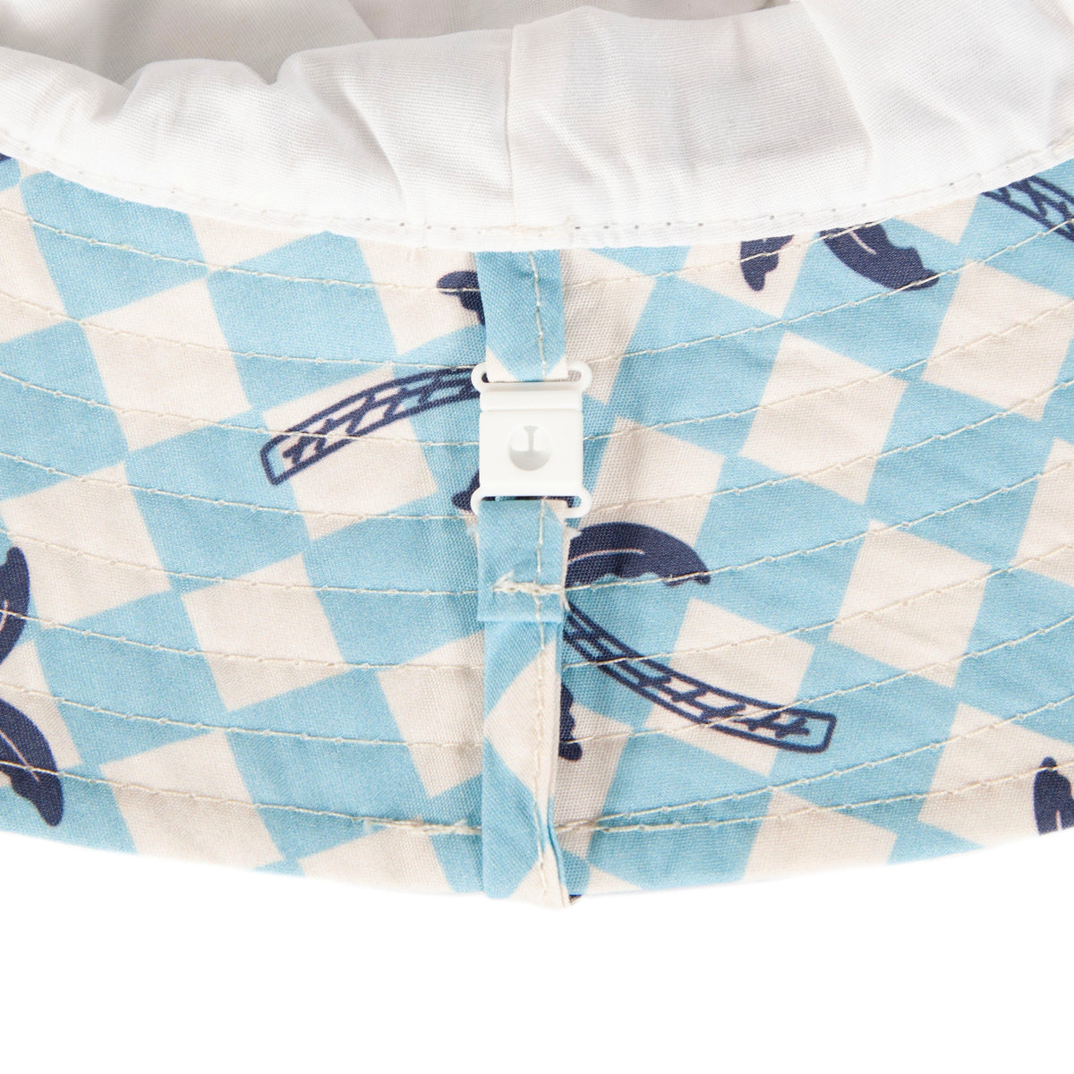 Acorn Blue Checked Palms Wide Brim Bucket Hat