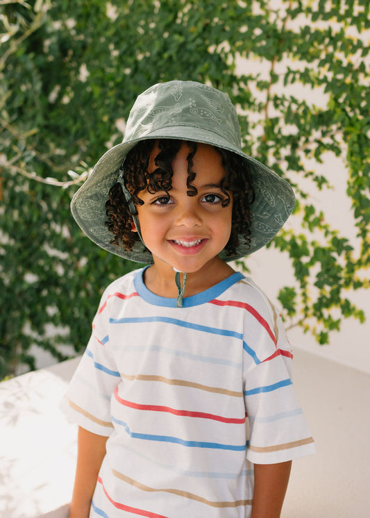 Acorn School Of Fish Wide Brim Bucket Hat