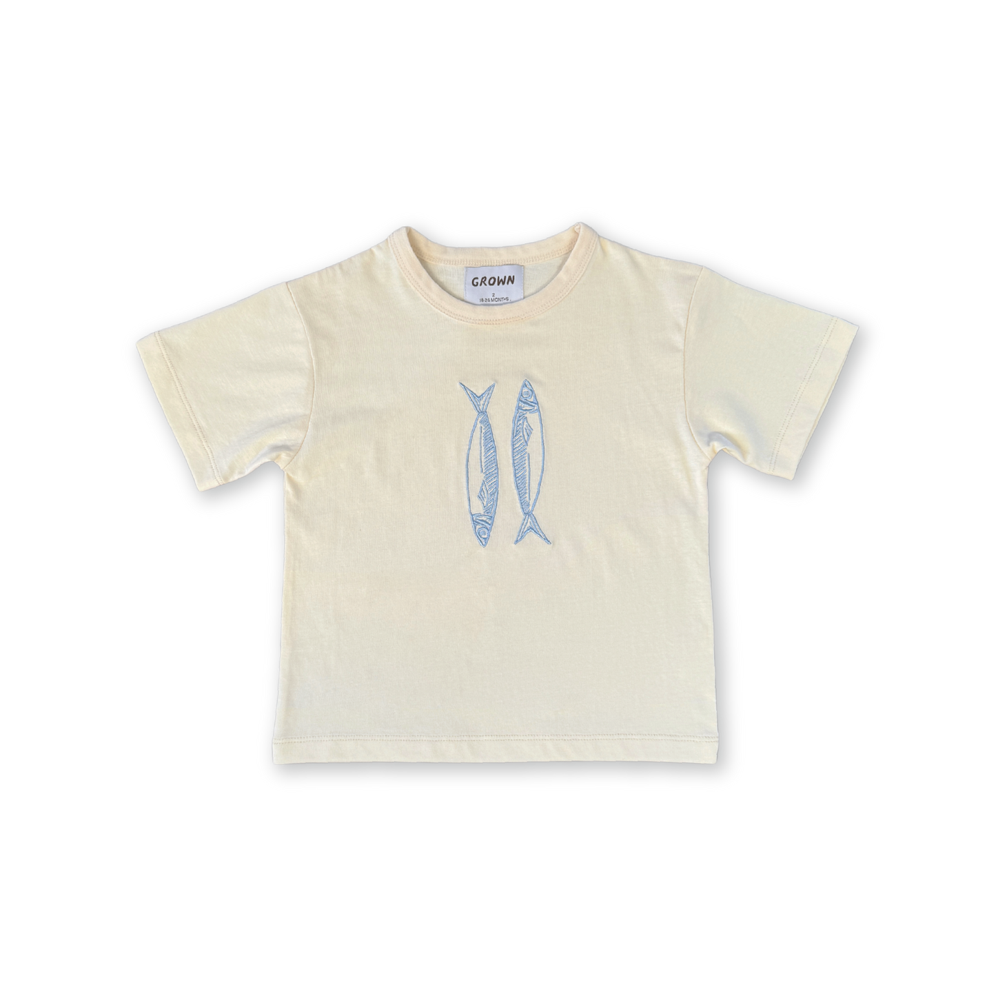 Grown Organic Sardine Embroidered Tee Milk