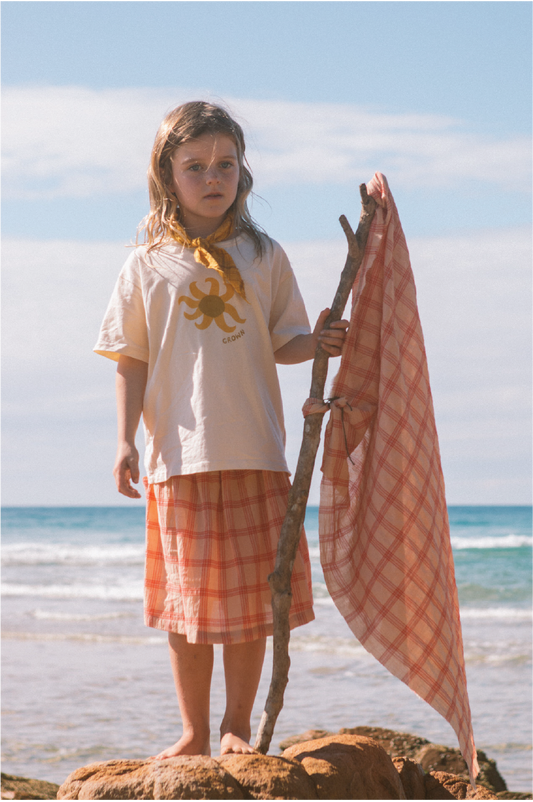 Grown Tomato Cotton Check Skirt