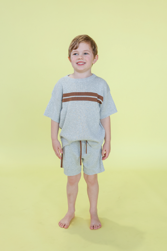 Grown Organic Striped Ribbed Knit Shorts