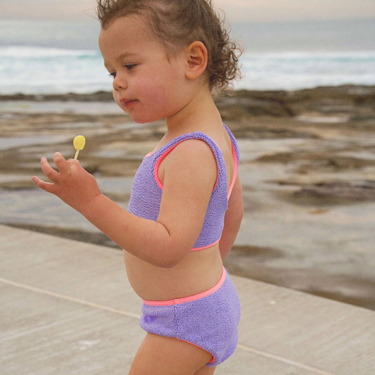 Golden Child Crinkle Bikini - Lilac & Pink