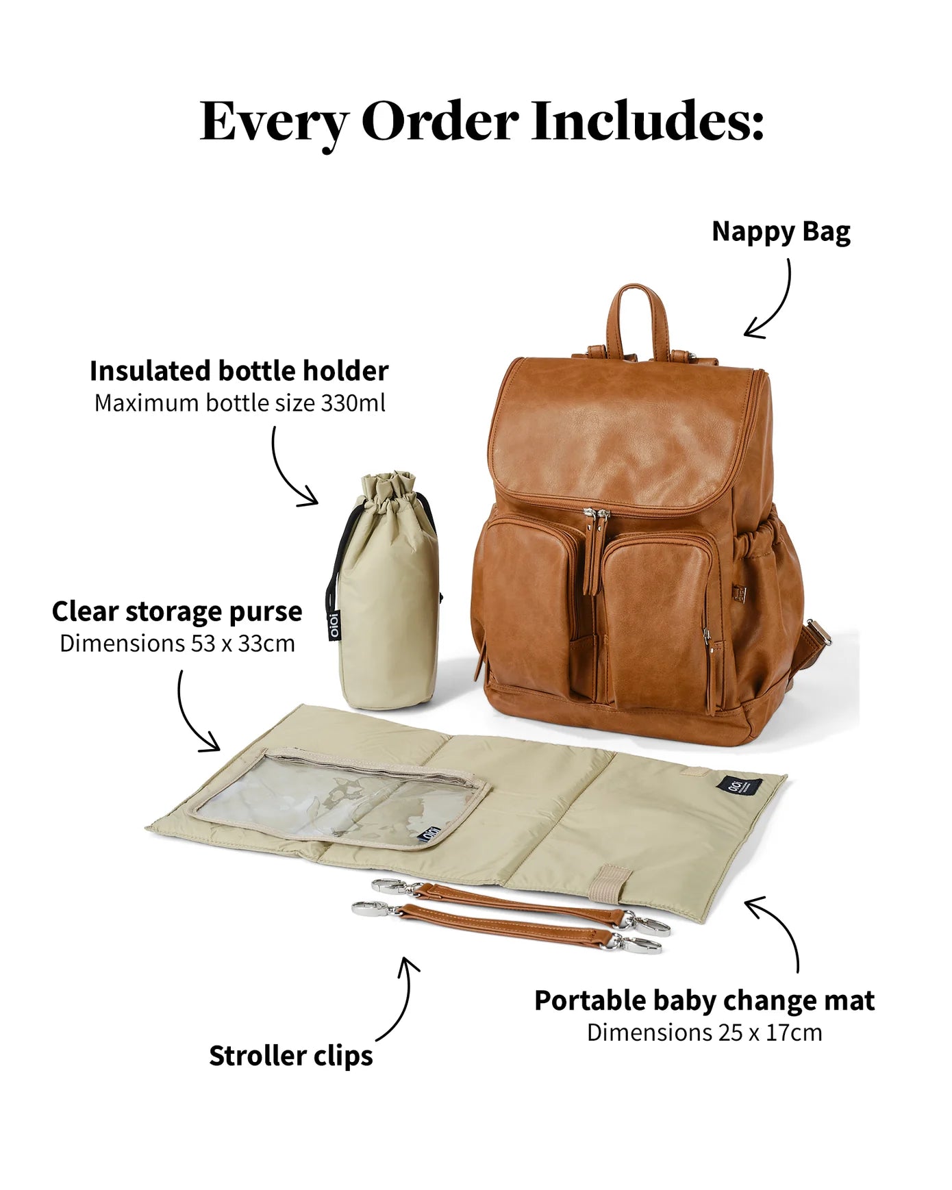 OiOi Vegan Leather Backpack Tan