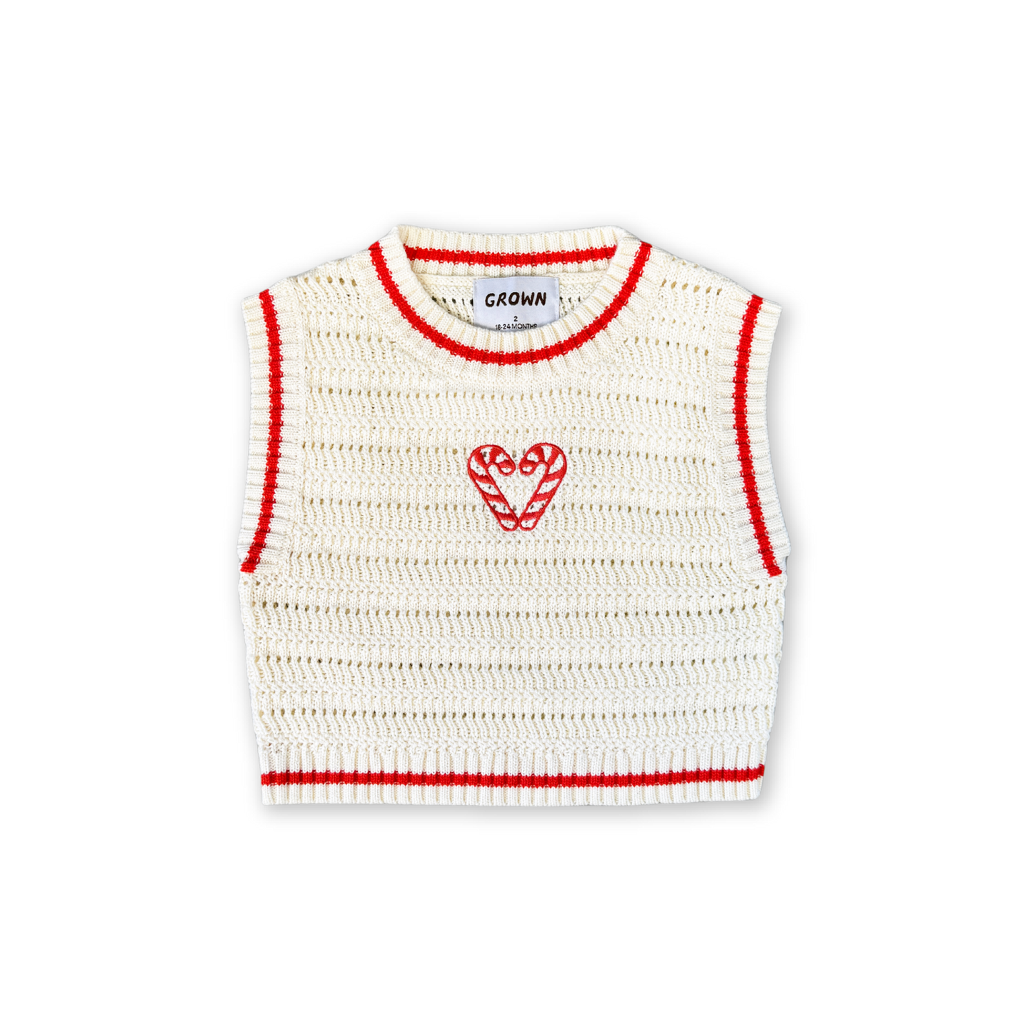 Grown Organic Candy Cane Heart Vest Milk