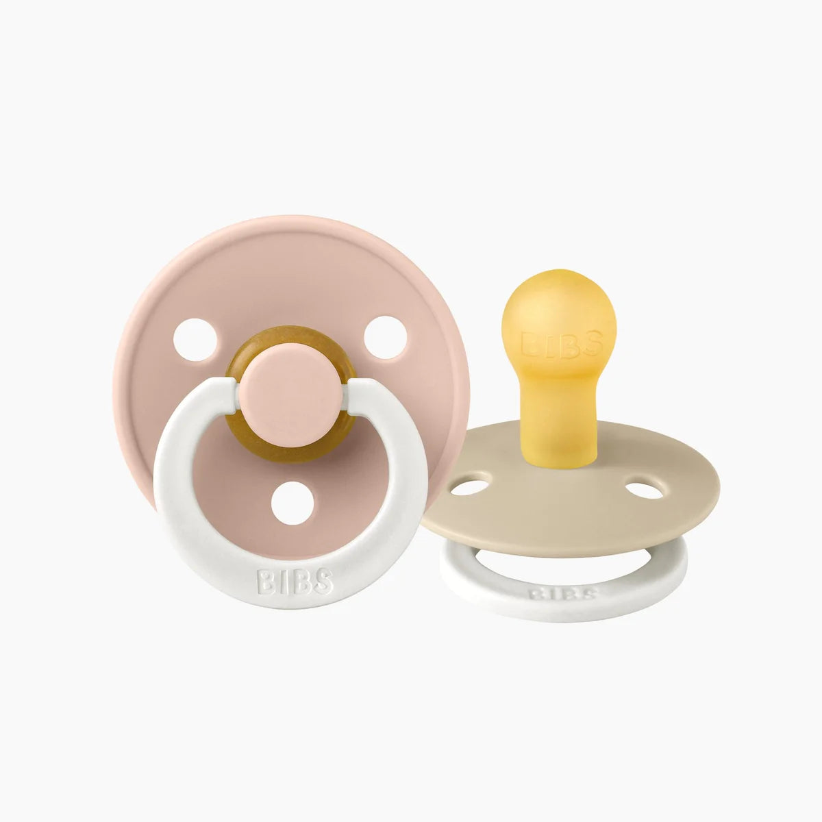 BIBS Dummies Size 2 Twin Pack 'Night Glow' Blush/Vanilla
