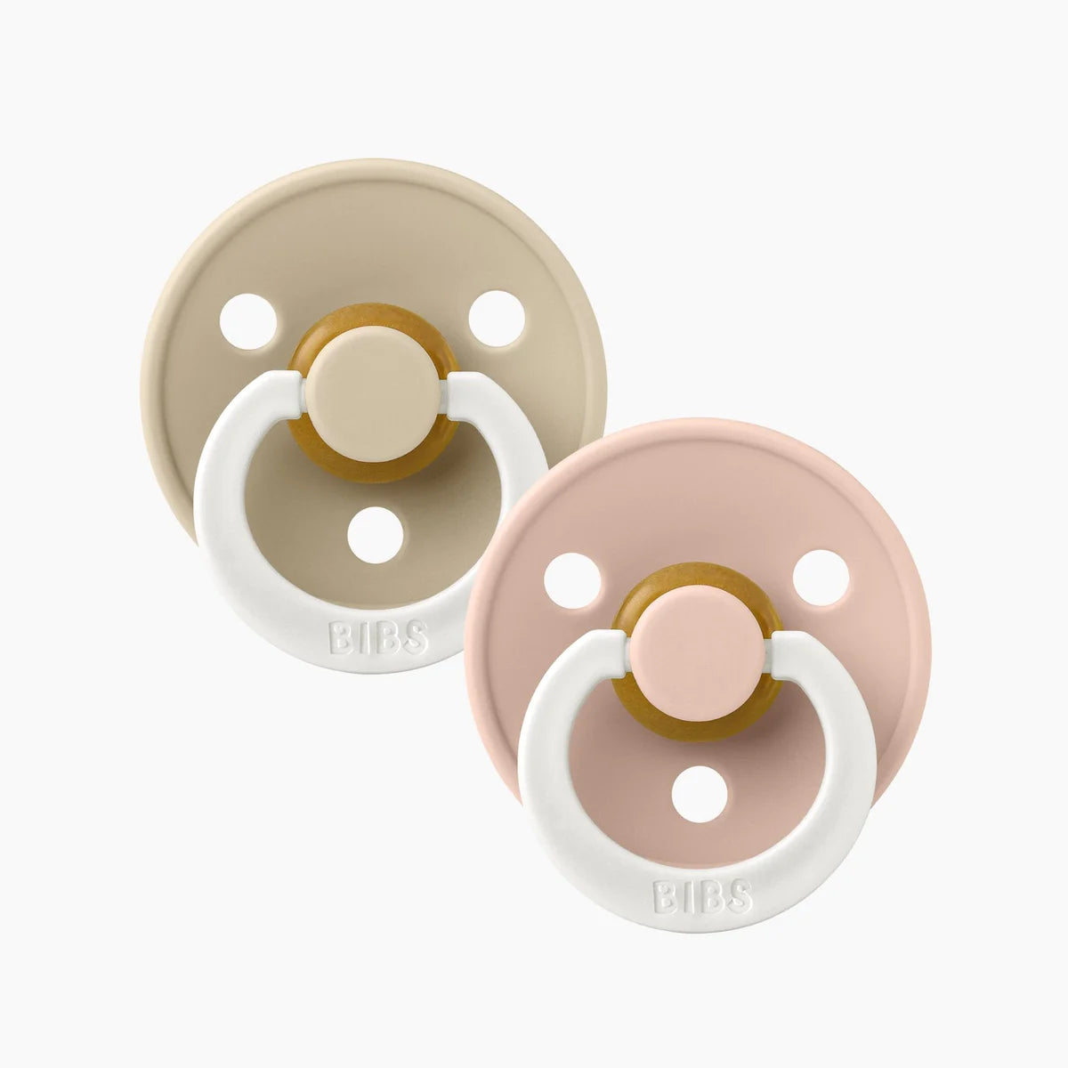BIBS Dummies Size 2 Twin Pack 'Night Glow' Blush/Vanilla
