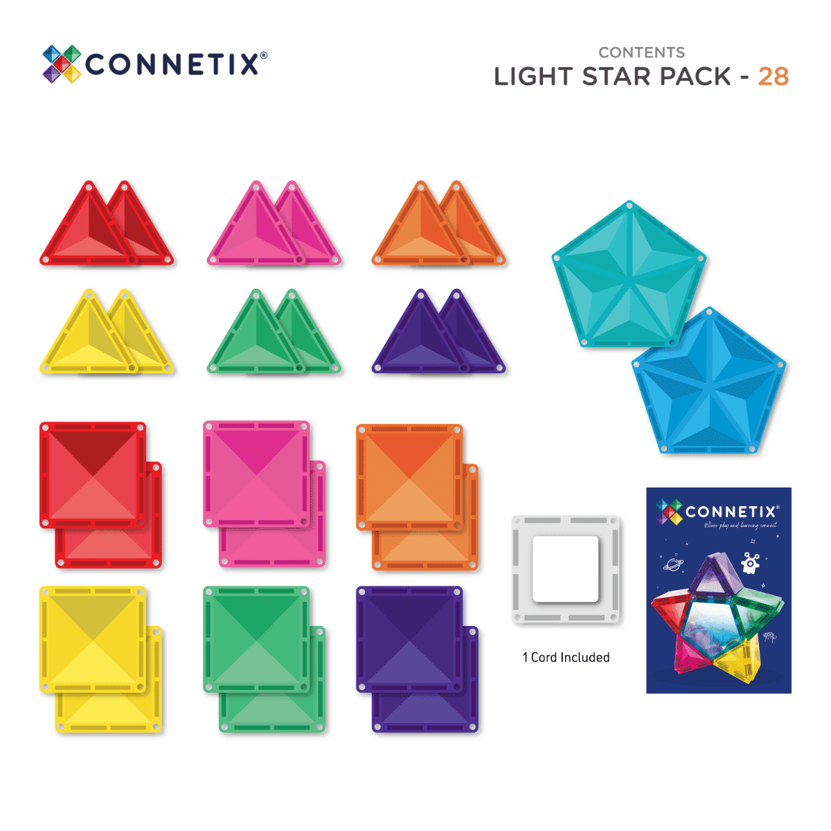 Connetix Tiles Light Star Pack 28 Piece