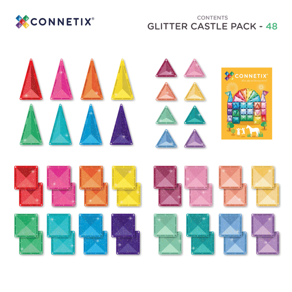 Connetix Tiles Glitter Castle Pack 48 Piece