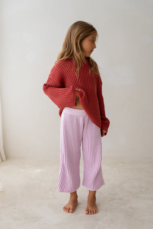 Illoura The Label Essential 3/4 Knit Pants Mauve Stripe