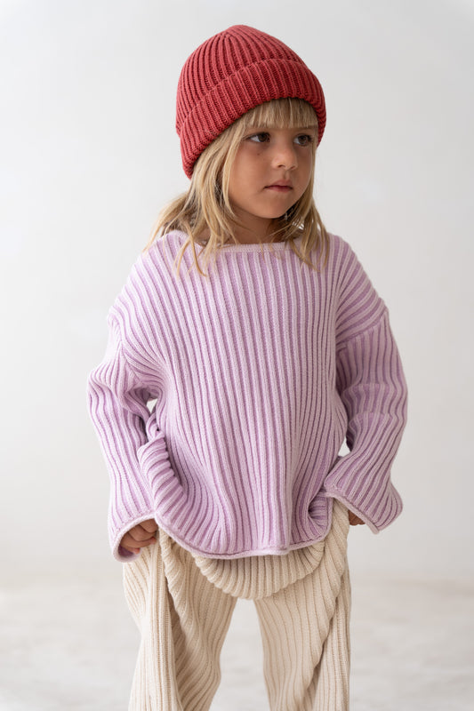 Illoura The Label Essential Knit Jumper Mauve Stripe