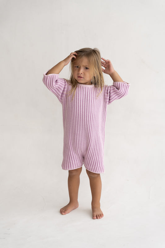 Illoura The Label Essential Knit Romper Mauve Stripe