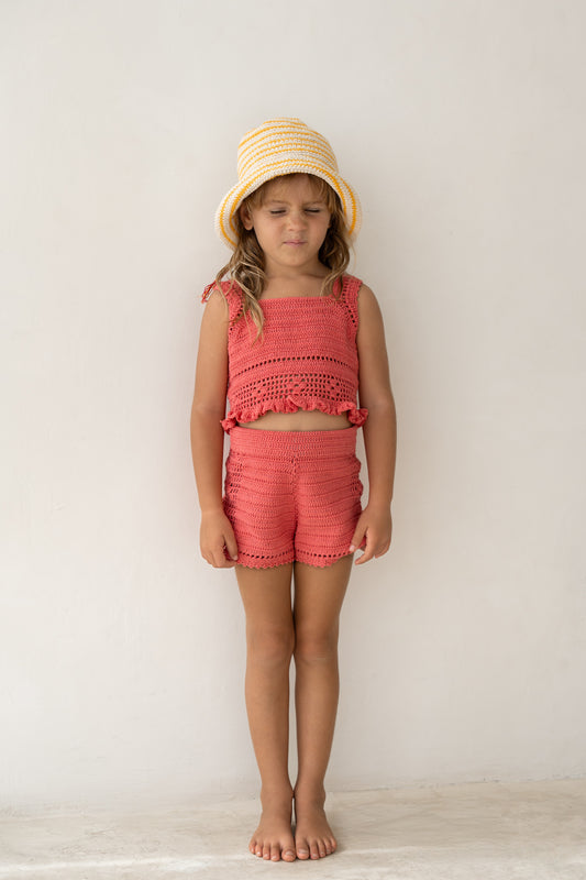 Illoura The Label Crochet Top Hibiscus