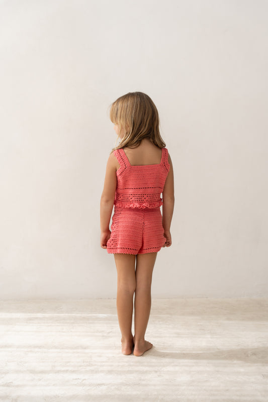 Illoura The Label Crochet Shorts Hibiscus