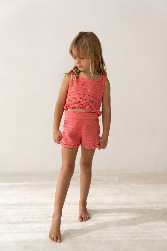 Illoura The Label Crochet Shorts Hibiscus