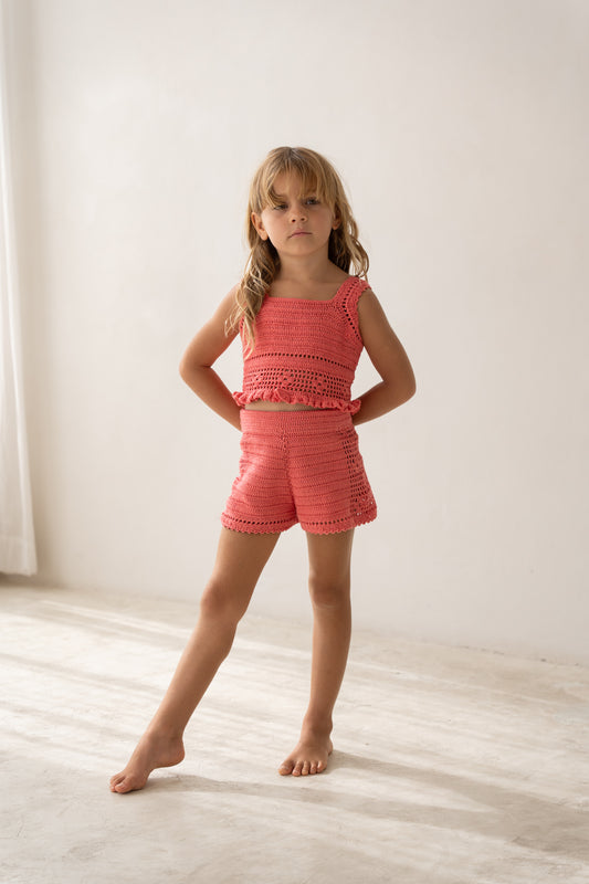 Illoura The Label Crochet Top Hibiscus